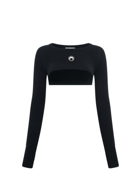 Marine Serre Moon Logo Knit Ultra Cropped Sweater