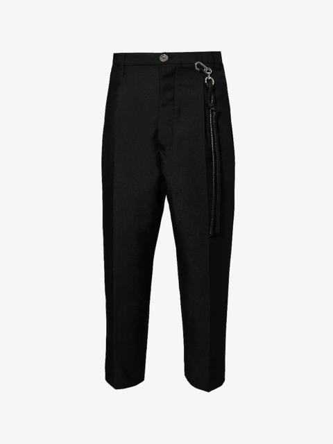 Cord-chain slip-pocket straight-leg regular-fit wool-blend trousers
