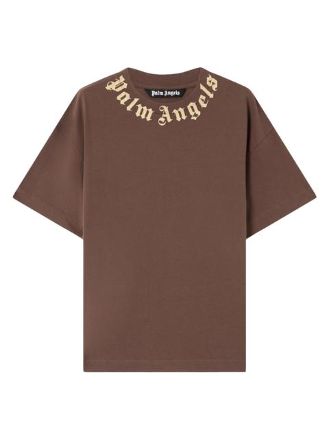Palm Angels Men's Logo Crewneck Cotton T-Shirt - Brown Beige