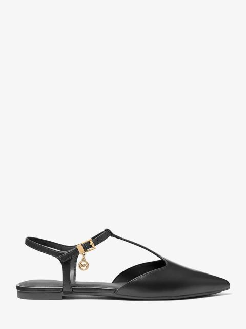 MICHAEL KORS Cherie Leather T-Strap Flat