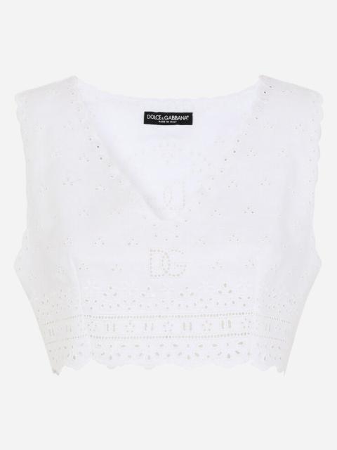 Embroidered linen top