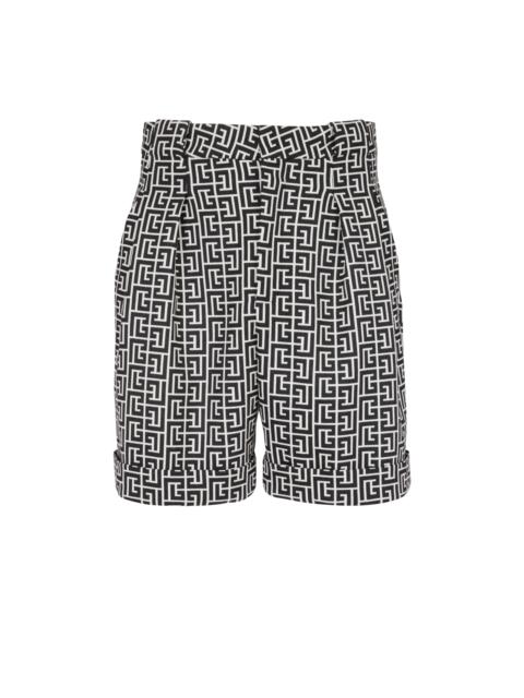 Balmain Wool Bermuda shorts with monogram
