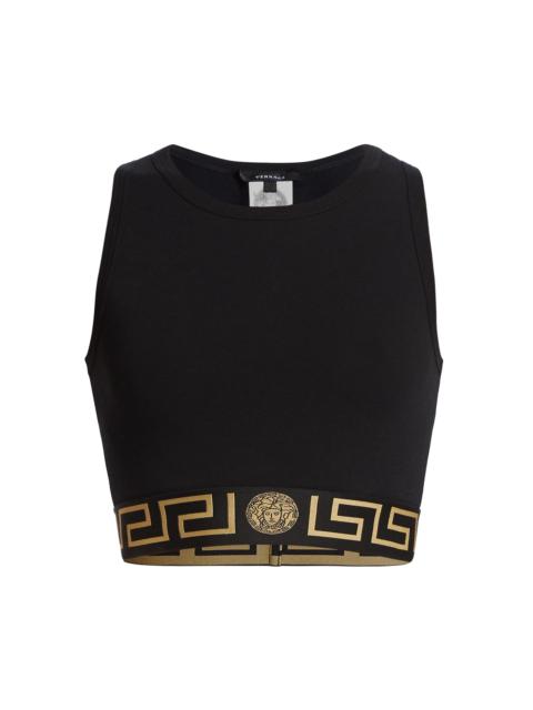 VERSACE Women's Icon Logo Cropped Tank Top - Black