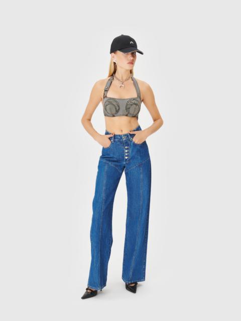 Marine Serre Deadstock Denim Flare Pants