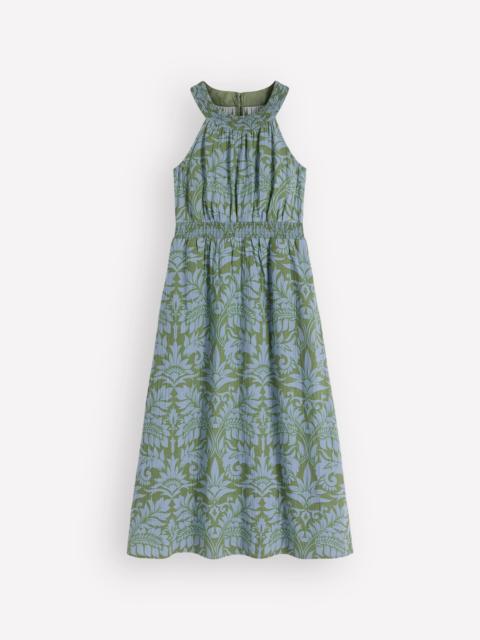 BODEN Daphne Double Cloth Dress-Green Ornamental Foliage