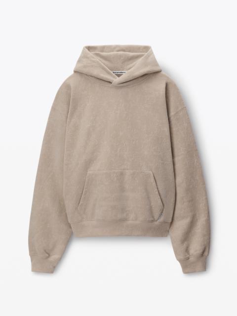 Alexander Wang hooded sweatshirt in flocked terry with logo flag tag