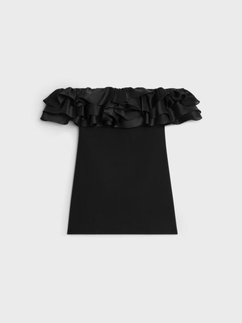CELINE mini dress with ruffles in wool sablé