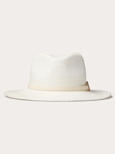 Valentino THE BOLD EDITION VLOGO WOVEN PANAMA FEDORA HAT WITH METAL DETAIL