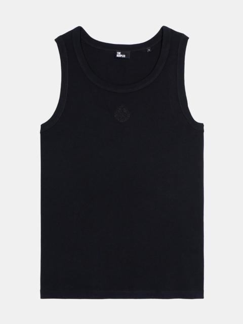 The Kooples TANK TOP WITH BLACK COAT-OF-ARMS EMBROIDERY