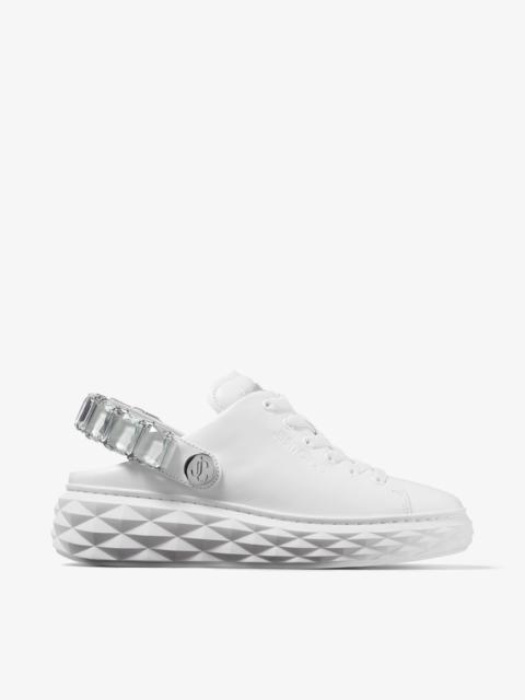 JIMMY CHOO Diamond Maxi Crystal
White Nappa Leather Slipper Trainers with Crystal Strap