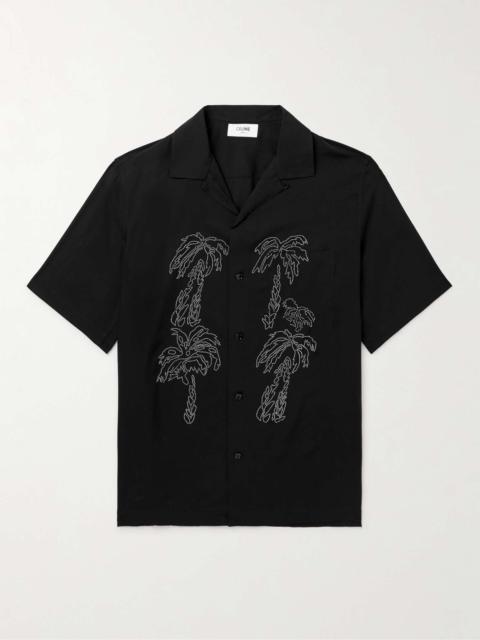 CELINE Convertible-Collar Studded Satin Shirt