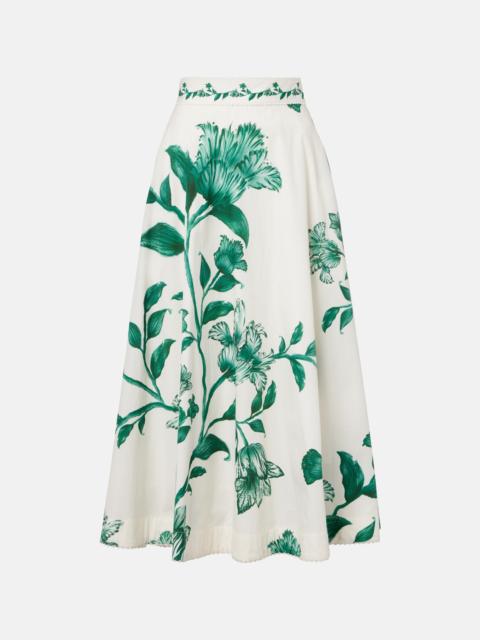 Agua by Agua Bendita Bergamota embellished floral cotton maxi skirt