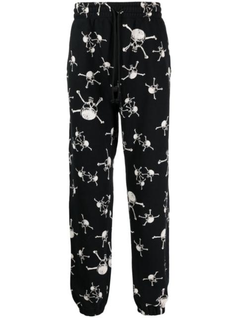 skull-print cotton track pants