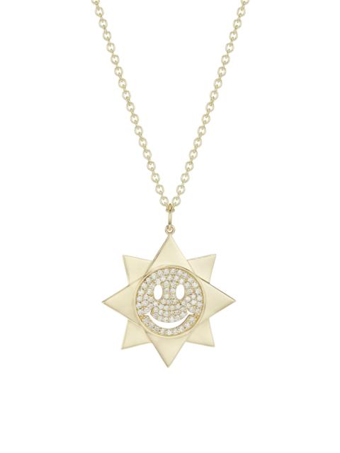 SYDNEY EVAN Women's 14K Yellow Gold & Diamond Happy Face Sun Pendant Necklace - Gold