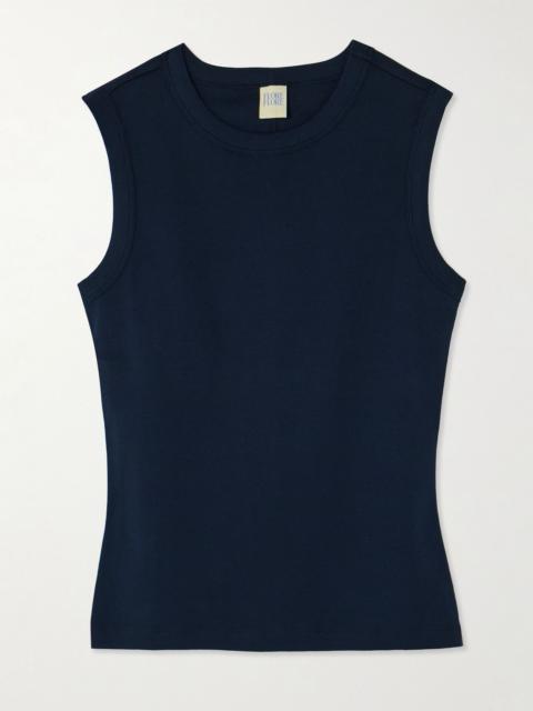FLORE FLORE Esmé ribbed organic cotton-jersey tank Navy