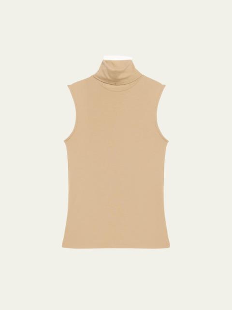 Sleeveless Wool Turtleneck Top