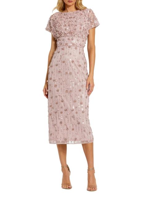 MAC DUGGAL Women's Beaded Tulle Column Midi-Dress - Vintage Lilac
