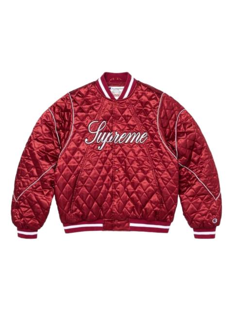 Supreme Supreme x Champion FW26 Quilted Satin Varsity Jacket 'Dark Red' SUP-FW26-049-RED