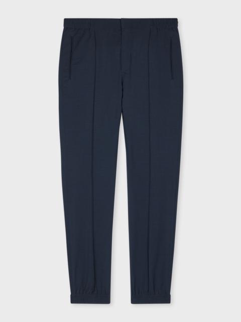 Paul Smith Dark Navy Seersucker Wool Elastic-Waist Trousers