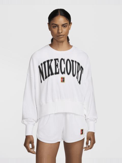 Nike Women's Court Heritage Over-Oversized Crew-Neck Graphic Tennis Sweatshirt