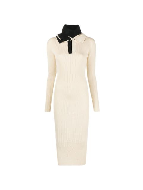 triple-collar knitted dress