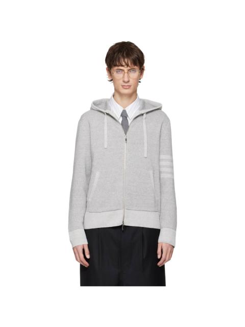 Thom Browne Gray Textured Striped Stitch 4-Bar Relaxed Fit Hoodie