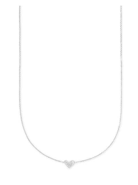 KENDRA SCOTT Heart 14k White Gold Pendant Necklace in White Diamonds