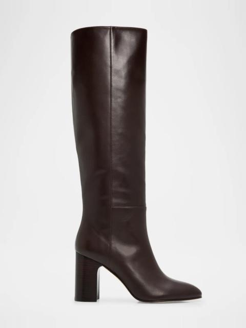 Stuart Weitzman 85mm Mulberry Leather Knee-High Boots
