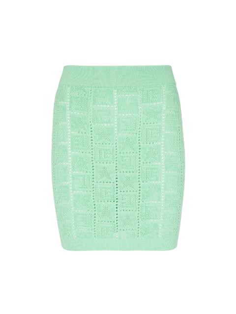 Balmain Openwork monogram knit skirt