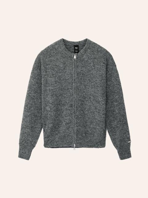 P.E NATION SABLE KNIT BOMBER IN GREY MARLE
