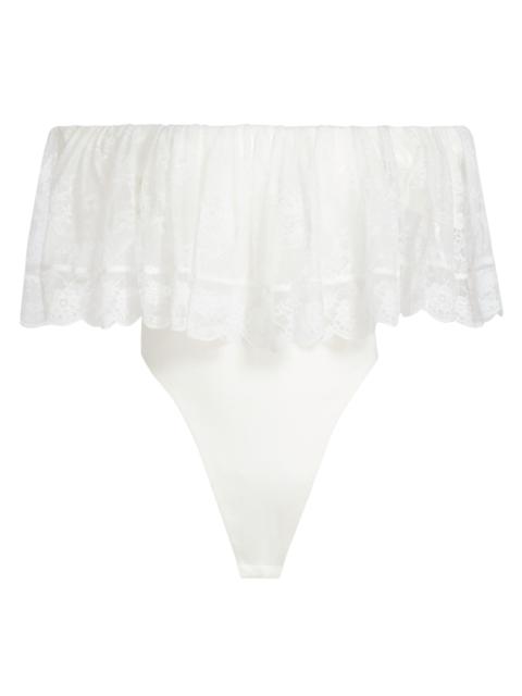 RONNY KOBO Women's Rosette Ruffled Off-The-Shoulder Bodysuit - White