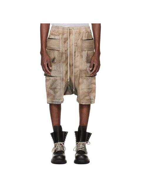 Rick Owens DRKSHDW Gray Temple Creatch Pods Denim Cargo Shorts