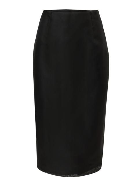 CAROLINA HERRERA Crepe Silk Organza Knee-Length Skirt black