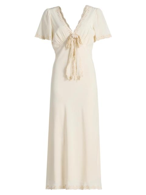 CIAO LUCIA! Women's Brunello Embroidered Silk Midi-Dress - Cream