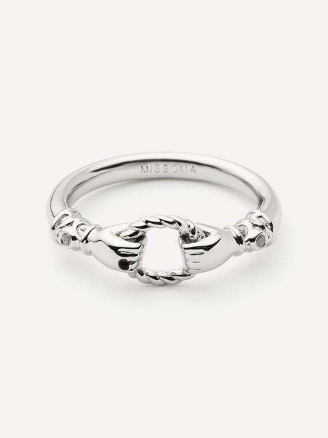 MISSOMA X Harris Reed Rhodium-Plated In Good Hands Stacking Ring