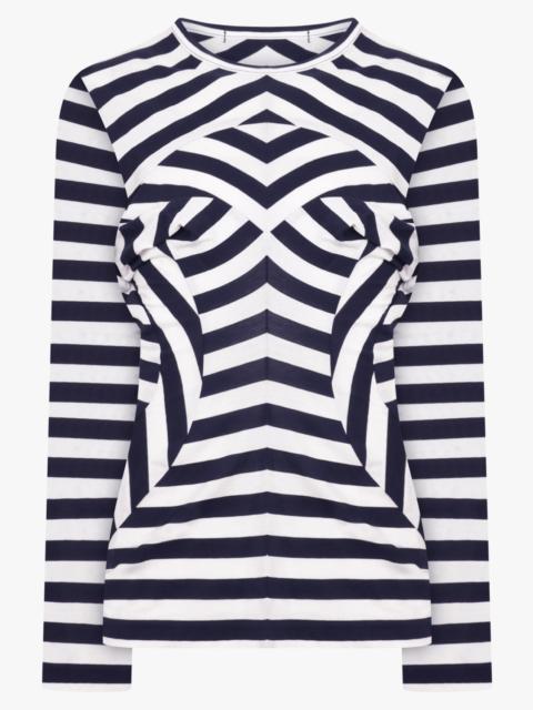 Junya Watanabe STRIPED LONG SLEEVE TOP | NAVY/WHITE