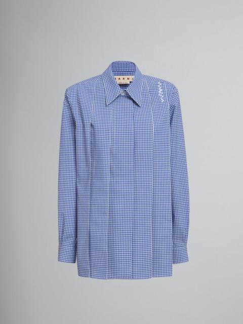 Marni WOOL BLEND BLUE AND WHITE CHECKED SHIRT