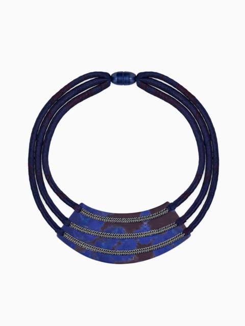 GIORGIO ARMANI CHOKER WITH FABRIC TUBES AND RESIN PLATE