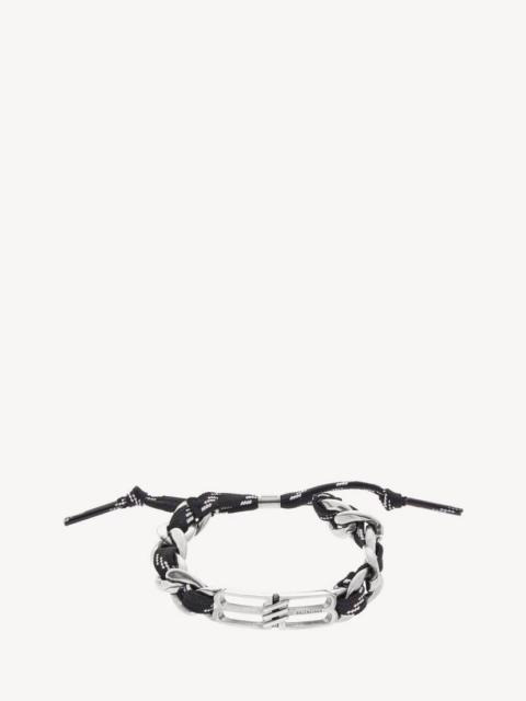 BALENCIAGA Bb Icon Lace Bracelet in Antique Silver/black/white