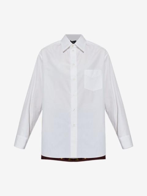 Etro floral-print silk-panel shirt