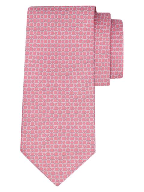 FERRAGAMO Men's Interlocking Gancini Silk Tie - Rosa