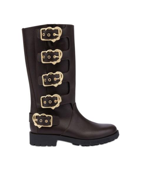Moschino heart-buckle leather boots