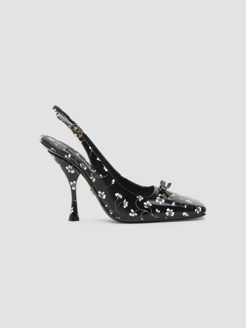 Dolce & Gabbana Women's 105MM Floral Leather Slingback Pumps - Nero