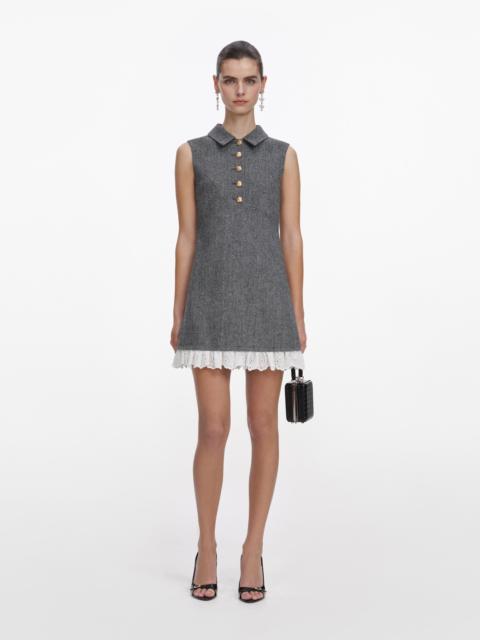 Grey Herringbone Mini Dress