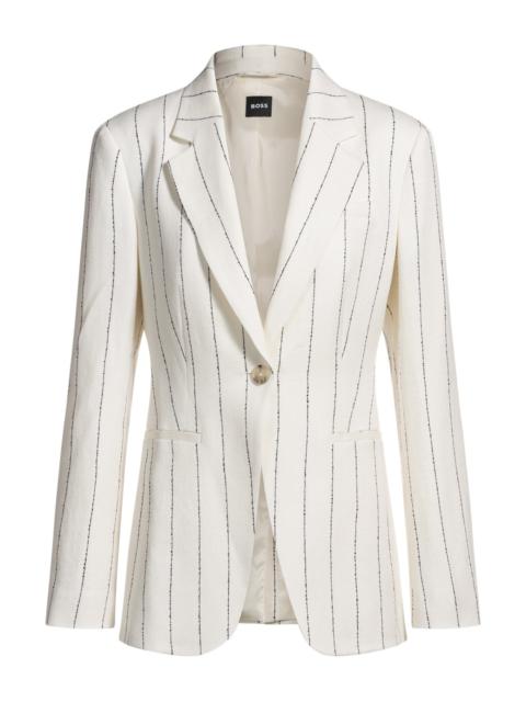 BOSS SLIM-FIT SUIT JACKET IN STRIPED LINEN-BLEND BOUCLÉ