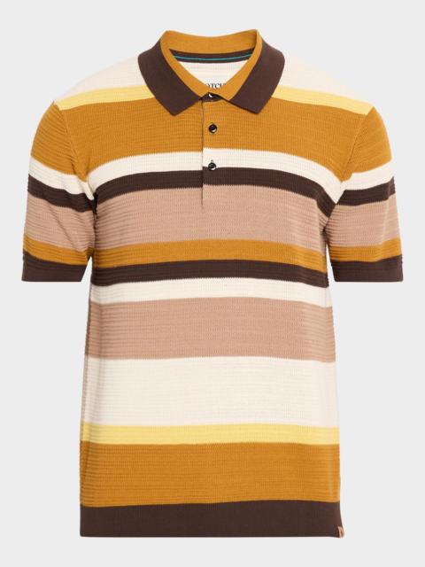 SCOTCH & SODA Men's Stripe Textured-Knit Cotton Polo Sweater