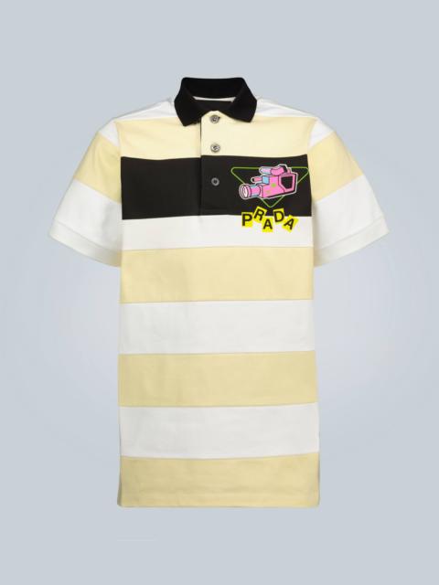 Prada Camera printed striped polo shirt