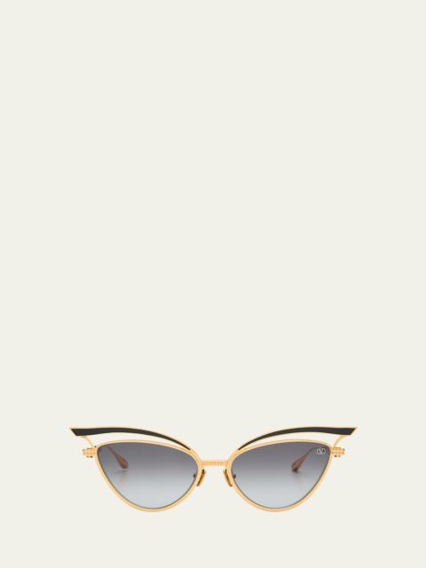 Valentino V-Glassliner Titanium Cat-Eye Sunglasses