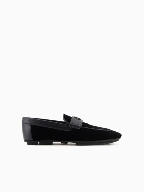 GIORGIO ARMANI Velvet and leather loafers