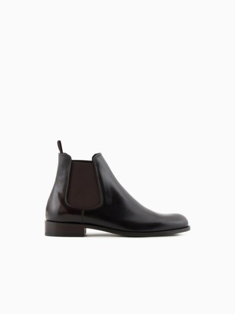 GIORGIO ARMANI Antique-effect leather ankle boots